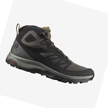 Salomon OUTLINE MID GORE-TEX Erkek Yürüyüş Ayakkabısı Zeytin Yeşili Siyah | TR 3597ILH